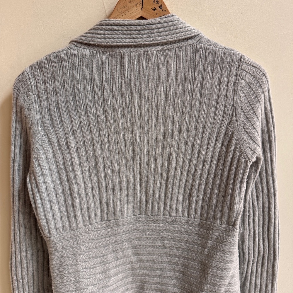 Autumn Cashmere Light Gray Open Front Ribbed Cashmere Cardigan Womens Size S - Picture 7 of 14